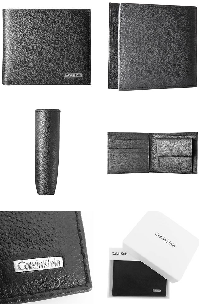 カルバンクライン Calvin Klein 財布 二つ折り 二つ折り財布 メンズ スキミング防止 ブランド 薄い 小銭入れ 革 本革 使いやすい 黒  ブラック 磁器防止