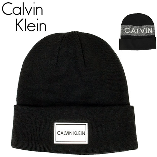 カルバンクライン Calvin Klein ニット帽 ニットキャップ ビーニー メンズ レディース ロゴ 大きいサイズ ゴルフ ブランド プレゼント  黒 ブラック
