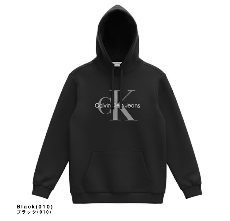 【新品タグ付】カルバンクライン　パーカー　フロントロゴ　裏起毛　L ブラック Calvin Klein（カルバン・クライン） パーカー プルオーバーパーカー