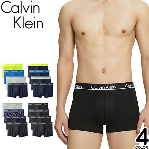 カルバンクライン Calvin Klein ボクサーパンツ 4枚セット 4枚組 メンズ アンダーウェア 下着 ポリエステル ロゴ おしゃれ  大きいサイズ 前閉じ NP2446O