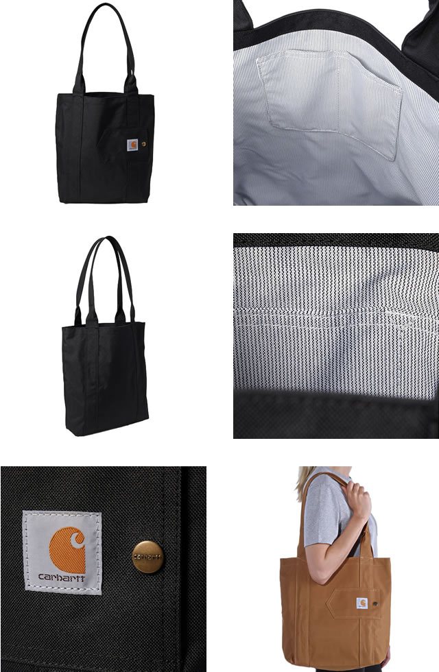 Carhartt トートバッグ ブラック　肩掛け可能 Amazon | Carharttの横型ジッパー、ジッパー開閉式の丈夫な防水