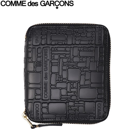【 美品 】 コムデギャルソン　二つ折り財布　ラウンドファスナー　レザー　黒 コムデギャルソン COMME des GARCONS 財布 エンボス ラウンド