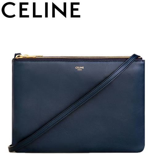 美品 CELINE トリオ ラージ ショルダーバッグ ネイビー CELINE セリーヌ バッグ ショルダーバッグ トリオ ラージ