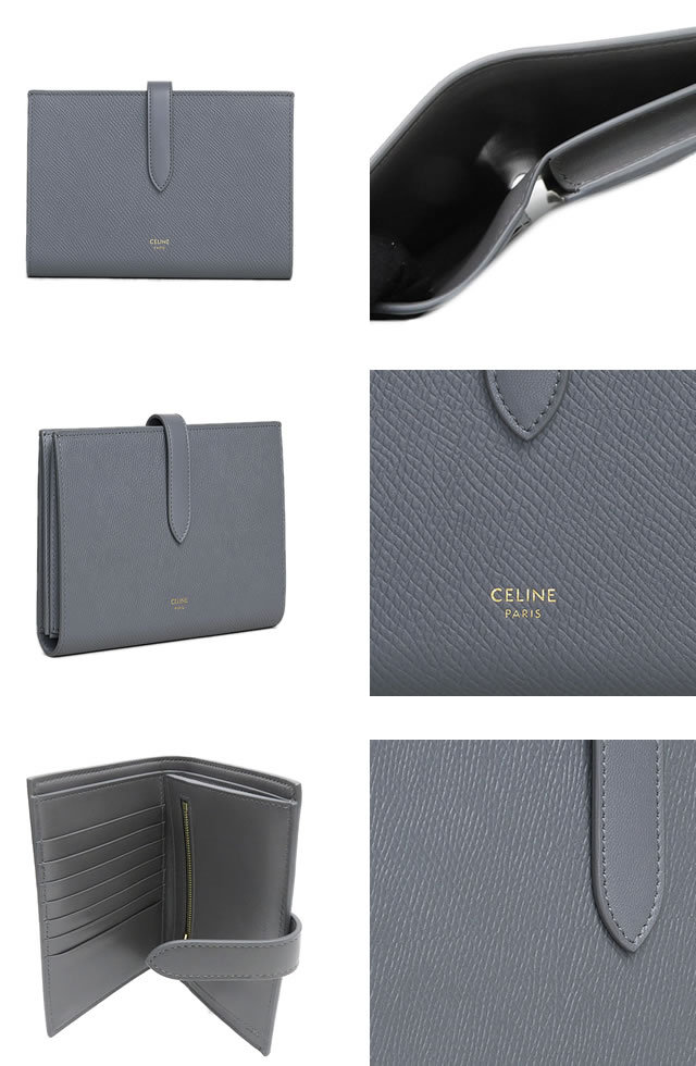 セリーヌ CELINE 財布 二つ折り財布 ミディアム ストラップ ウォレット レディース 小銭入れ付き ブランド 革 本革 グレー :  304-036 : MSS - 通販 - Yahoo!ショッピング