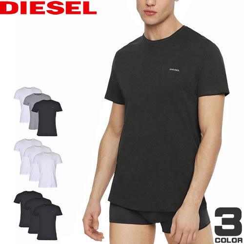 ディーゼル DIESEL Tシャツ 半袖 クルーネック 丸首 3枚組 3枚セット