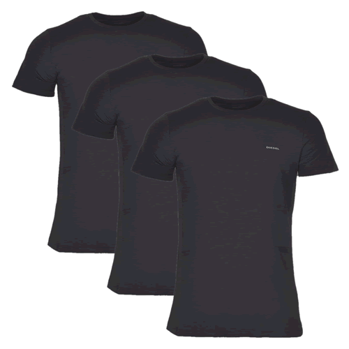 ディーゼル DIESEL Tシャツ 半袖 クルーネック 丸首 3枚組 3枚セット メンズ コットン 無地 大きいサイズ ブランド プレゼント 黒 白  ブラック ホワイト グレー