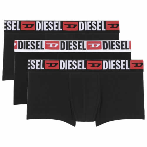 ディーゼル DIESEL ボクサーパンツ 3枚組 3枚 メンズ 下着 ボクサーブリーフ コットン ストレッチ ロゴ ローライズ 綿 ブランド  大きいサイズ 黒 ブラック