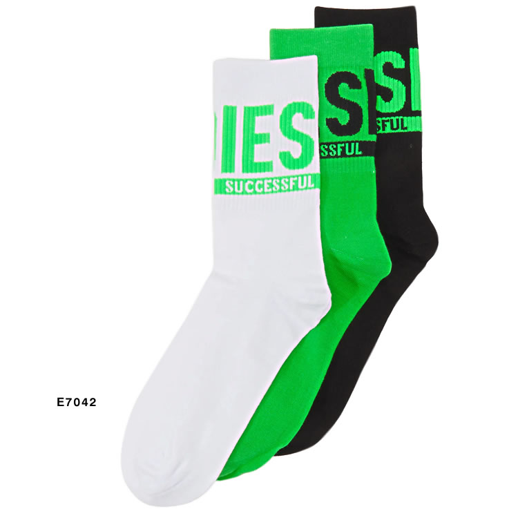DIESEL ディーゼル 靴下 クルーソックス クルー丈 3枚セット 3足 DIESEL ディーゼル 靴下 クルーソックス クルー丈 3枚セット 3足