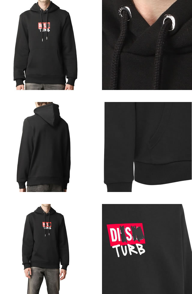 未使用級 近年モデル！ディーゼル スウェットパーカー XLサイズ 黒 フーディ DIESEL ディーゼル パーカー メンズ フーディー フード