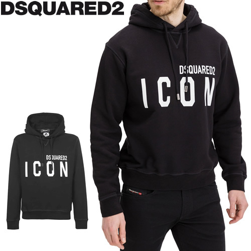 ディースクエアード DSQUARED2 パーカー スウェット メンズ アイコン フーディー ロゴ 裏起毛 ブランド 大きいサイズ 黒 ブラック