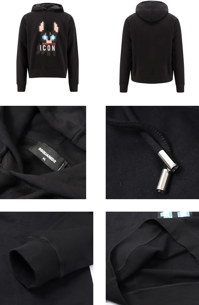 ディースクエアード ICON スウェット パーカー Lサイズ ブラック 黒 DSQUARED2 ディースクエアード ICON COOL HOODIE プルオーバー