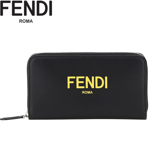 フェンディ FENDI 財布 長財布 ジップ アラウンド ウォレット メンズ レディース ラウンドファスナー 小銭入れ付き ロゴ ブランド 本革 革  黒 ブラック