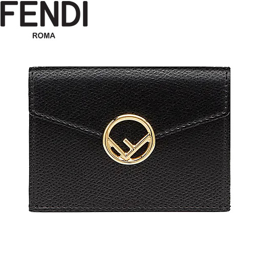 フェンディ FENDI 財布 二つ折り財布 ミニ財布 コンパクト F イズ フェンディ トリフォールド ウォレット レディース ブランド 黒 ブラック