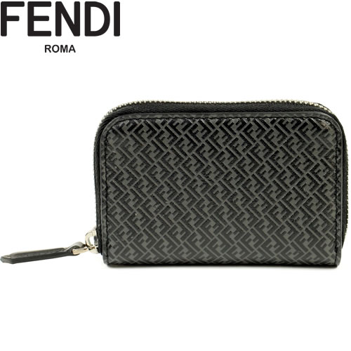 フェンディ FENDI コインケース 小銭入れ メンズ ラウンドファスナー 革 本革 ブランド ハイブランド カード入る 黒 ブラック