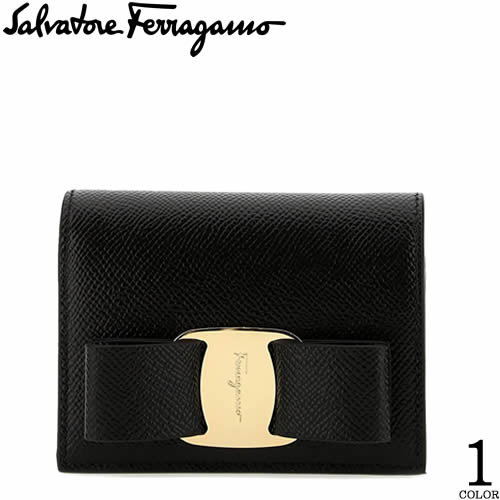関税込【Ferragamo】ヴァラ ウォレット ブラック レザー FERRAGAMO フェラガモ Salvatore Ferragamo 財布 二つ折り財布