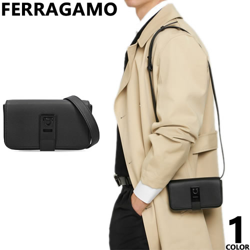 未使用に近い✨フェラガモ ショルダーバッグ ボディバッグ サコッシュ ブラック FERRAGAMO フェラガモ バッグ ショルダーバッグ ガンチーニ