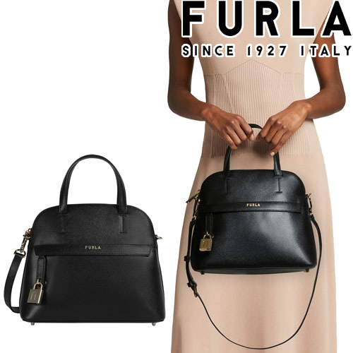 新品 FURLA フルラ パイパー ハンドバッグ ショルダー ブラック-