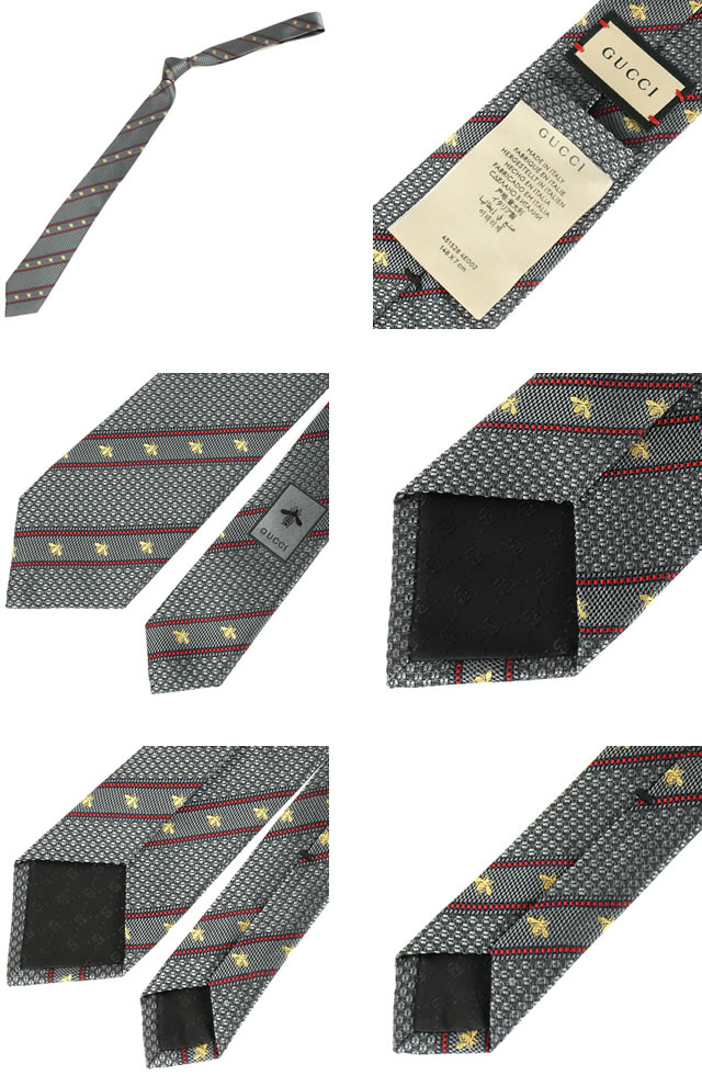 GUCCI グッチ ネクタイ ビー ハチ ストライプ柄 シルク
