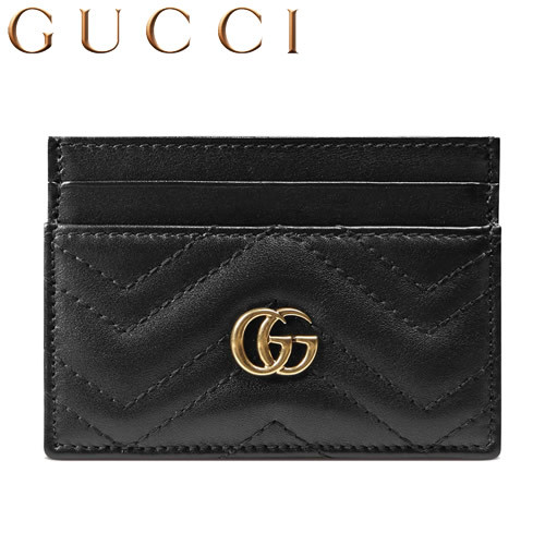 グッチ GUCCI 名刺入れ 定期入れ カードケース パスケース レディース メンズ GGマーモント レザー 本革 ブランド プレゼント 黒 ブラック