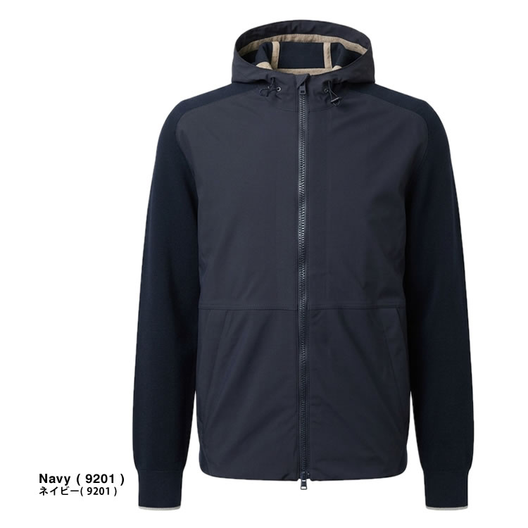 美品 ヘルノ HERNO 異素材 フーテッド ブルゾン ネイビー パーカー 38 HERNO（ヘルノ） パーカー MC000154U 72032 メンズ アウター ニット