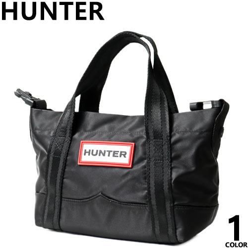 HUNTER トートバッグ　ハンター　ショルダーバッグ 黒 赤と白のストライプ HUNTER ハンター バッグ トートバッグ ショルダーバッグ