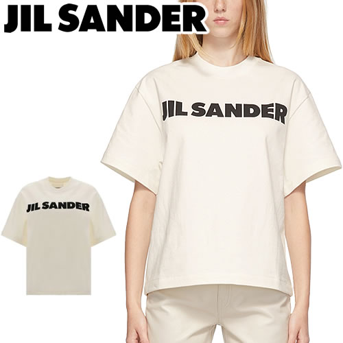 ジルサンダー JIL SANDER Tシャツ 半袖 クルーネック 丸首 レディース オーバーサイズ ロゴ コットン ブランド 白 ホワイト ナチュラル
