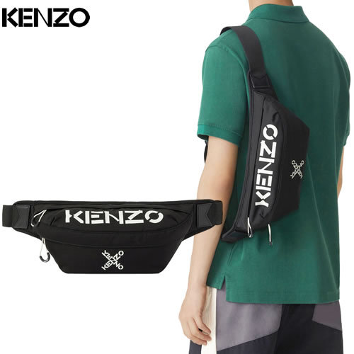 ケンゾー KENZO バッグ ボディバッグ ベルトバッグ ウエストバッグ ウエストポーチ スポーツ バムバッグ メンズ レディース ロゴ ブランド 黒  ブラック