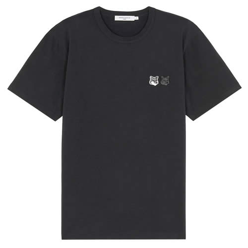 メゾンキツネ MAISON KITSUNE ダブル モノクローム フォックス ヘッド パッチ クラシック Tシャツ レディース 半袖 クルーネック 丸首 ブランド 綿 白 黒 メゾンキツネ MAISON KITSUNE ダブル モノクローム フォックス ヘッド パッチ クラシック Tシャツ レディース 半袖 クルーネック 丸首 ブランド 綿 白 黒