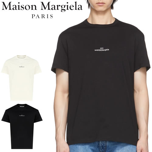 メゾンマルジェラ Maison Margiela Tシャツ ディストーティド ロゴ ティー メンズ 刺繍 クルーネック 丸首 ブランド おしゃれ 無地  白 黒 ホワイト ブラック