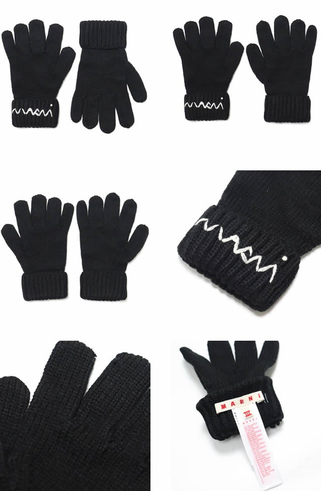 MARNI（マルニ） 手袋 キッズ レディース ウール ロゴ カジュアル 防寒