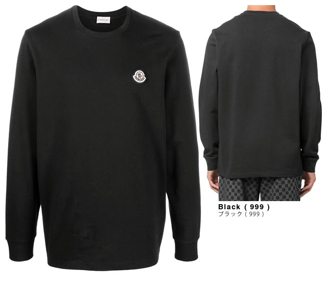 モンクレール MONCLER Tシャツ ロンTシャツ メンズ 長袖 ブランド ロゴ 大きいサイズ カジュアル 綿100% 黒 ブラック