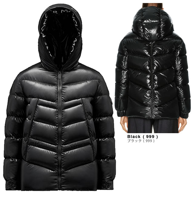 モンクレール MONCLER ダウン ダウンジャケット クレール レディース 定番 ショート ロゴ フード付き 軽量 光沢 ブランド 大きいサイズ 黒  ブラック