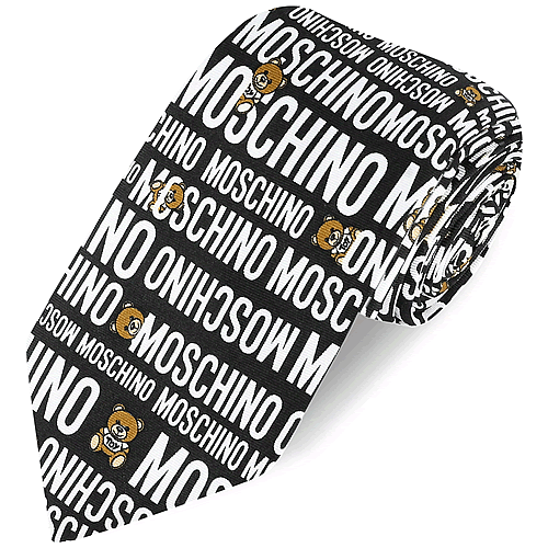 モスキーノ MOSCHINO ネクタイ テディベア メンズ ブランド おしゃれ プレゼント シルク ビジネス 結婚式 黒 ブラック