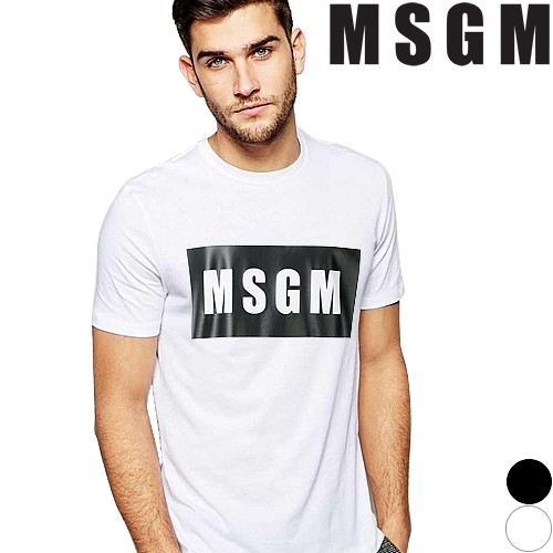 エムエスジーエム MSGM Tシャツ 半袖 メンズ 無地 ロゴ プリント 白 黒