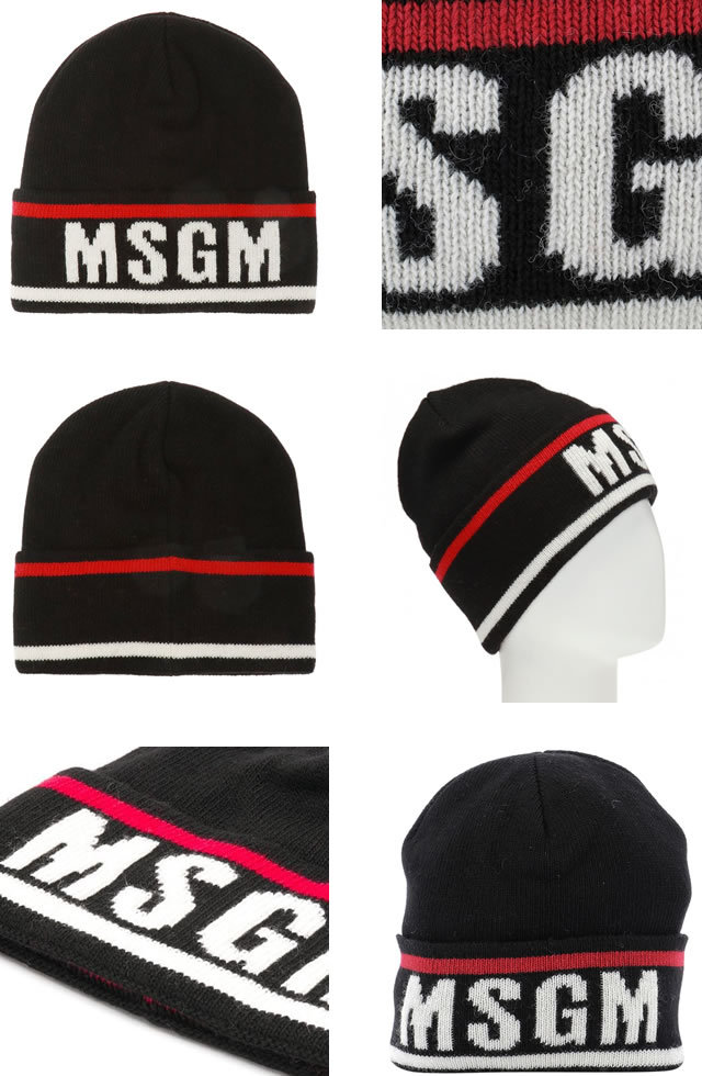 MSGM エムエスジーエム ニット帽 ニットキャップ ロゴ ビーニー