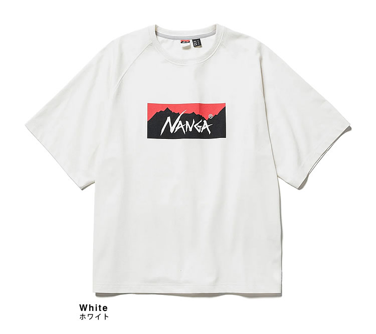 ナンガ NANGA エコハイブリッド ボックスロゴ ルーズフィットティー メンズ Tシャツ 半袖 ロゴ プリント カジュアル アウトドア ブランド  おしゃれ 白 ホワイト