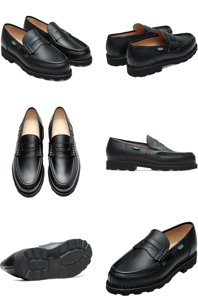 ビ*★様 【極美品】パラブーツ ランス ブラック UK8.5 純正箱、袋付き Paraboot（パラブーツ） ランス ローファー ビジネスシューズ メンズ