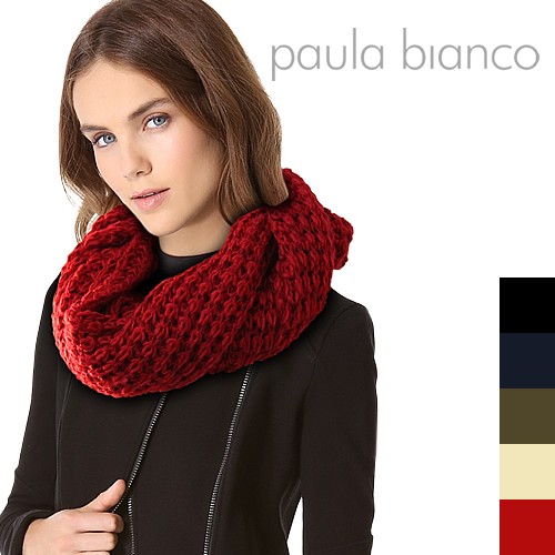 ポーラビアンコ マフラー スヌード レディース メンズ ブランド ニット 赤 黒 かわいい 防寒 Paula Bianco Heavy Knit  Infinity Scarf PBS700