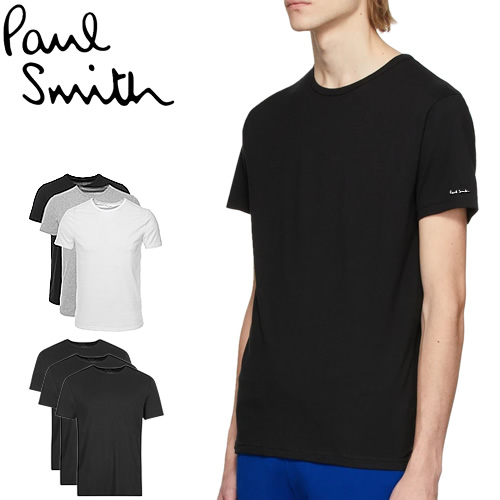 ポールスミス Paul Smith Tシャツ 半袖 クルーネック 丸首 3枚セット 3枚組 メンズ ロゴ 大きいサイズ 無地 ブランド プレゼント 白  黒 ホワイト ブラック