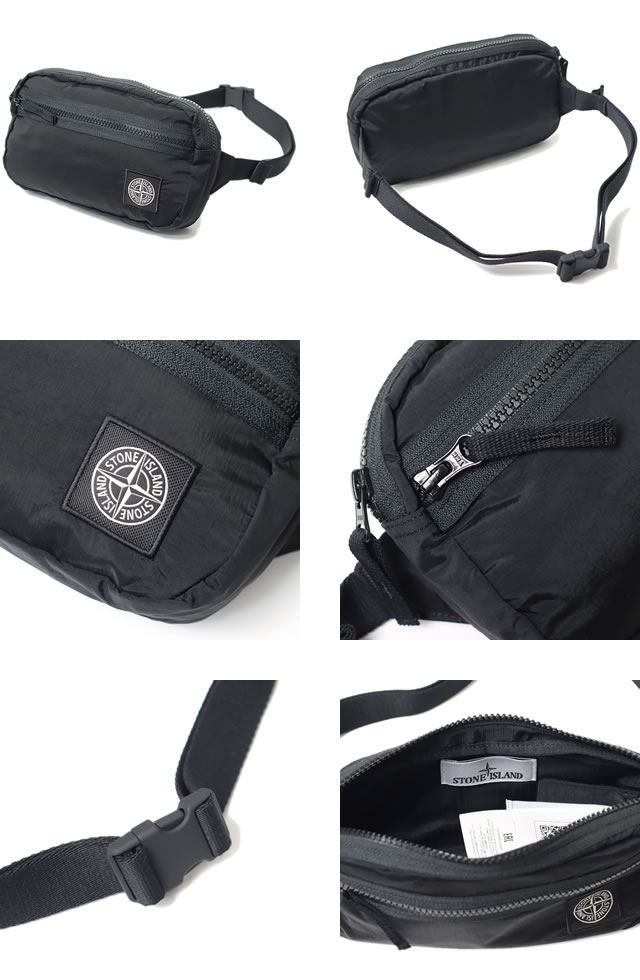 STONE  ストーンアイランド　ブラック　ボディバッグ　ポーチ STONE ISLAND（ストーン アイランド） ボディバッグ ウエストポーチ