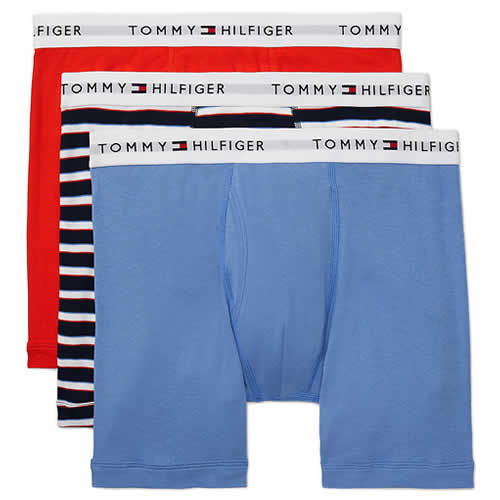 トミーヒルフィガー TOMMY HILFIGER ボクサーパンツ 3枚セット メンズ 前開き アンダーウェア 下着 ロゴ コットン 大きいサイズ  ブランド プレゼント ネイビー