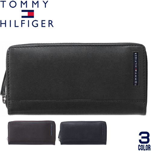 トミーヒルフィガー TOMMY HILFIGER 財布 長財布 エン ジップ アラウンド メンズ レディース ラウンドファスナー 小銭入れ付き 革  本革 薄い 黒 ブラック