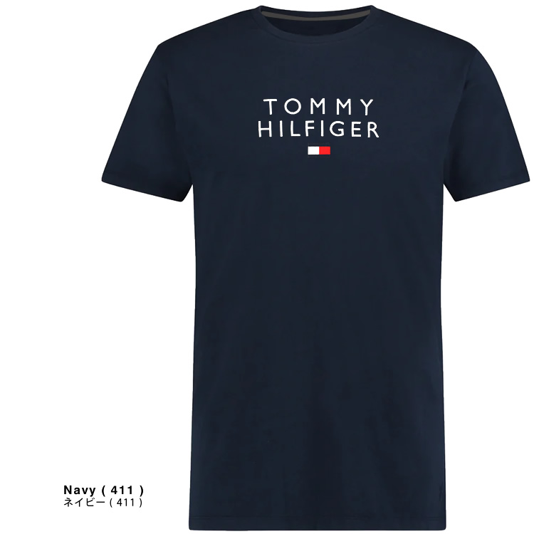 トミーヒルフィガー TOMMY HILFIGER Tシャツ 半袖 クルーネック 丸首 メンズ ロゴ コットン 大きいサイズ ブランド 白 ホワイト  ネイビー