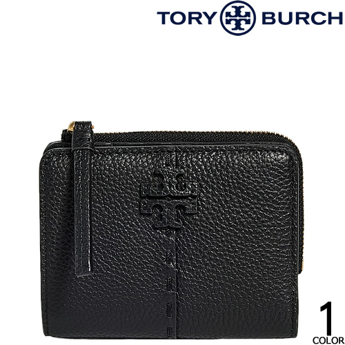 トリーバーチ TORY BURCH 財布 二つ折り財布 マックグロー バイフォールド ウォレット レディース ミニ財布 コンパクト ブランド 革  使いやすい 黒 ブラック