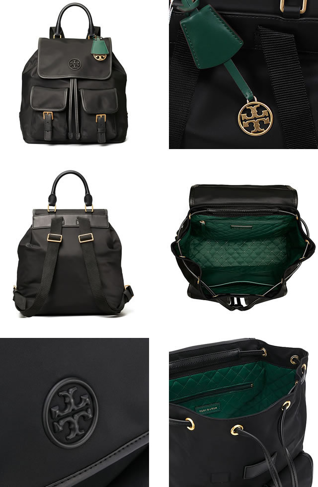 トリーバーチ TORY BURCH バッグ リュック ペリー ナイロン フラップ バッグパック レディース 2way ブランド おしゃれ シンプル  軽い 黒 ブラック