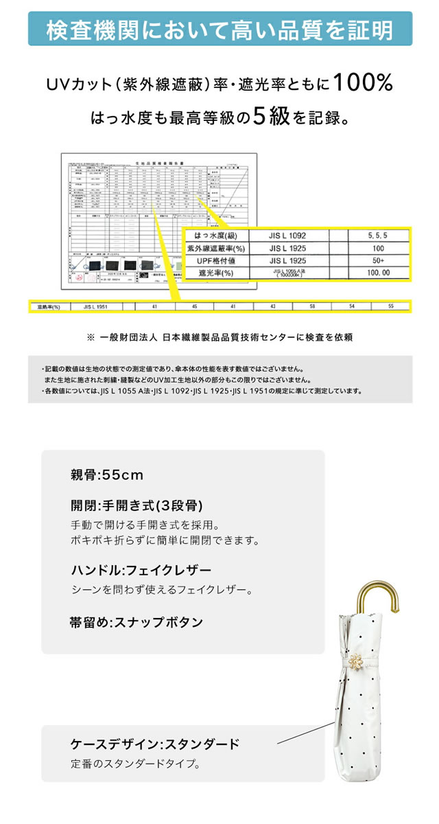 Wpc. 日傘 遮光 折りたたみ傘 傘 完全遮光 ドットフラワー