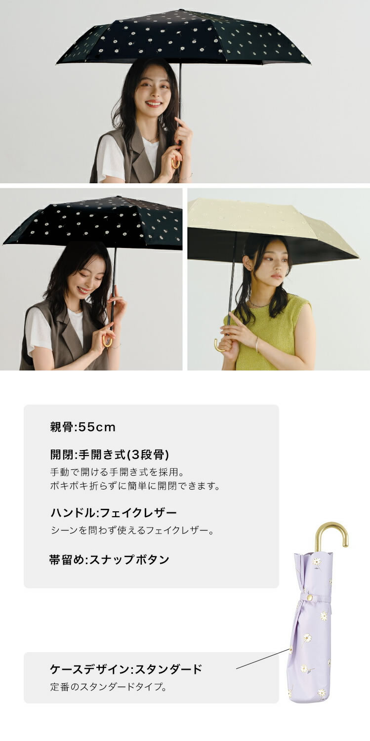 Wpc. 日傘 折りたたみ傘 傘 遮光ゴールドラインマーガレット ミニ