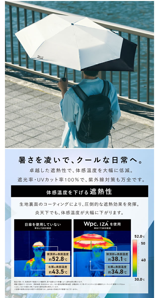Wpc. 日傘 遮光 折りたたみ傘 傘 イザ IZA バックパックガード za016