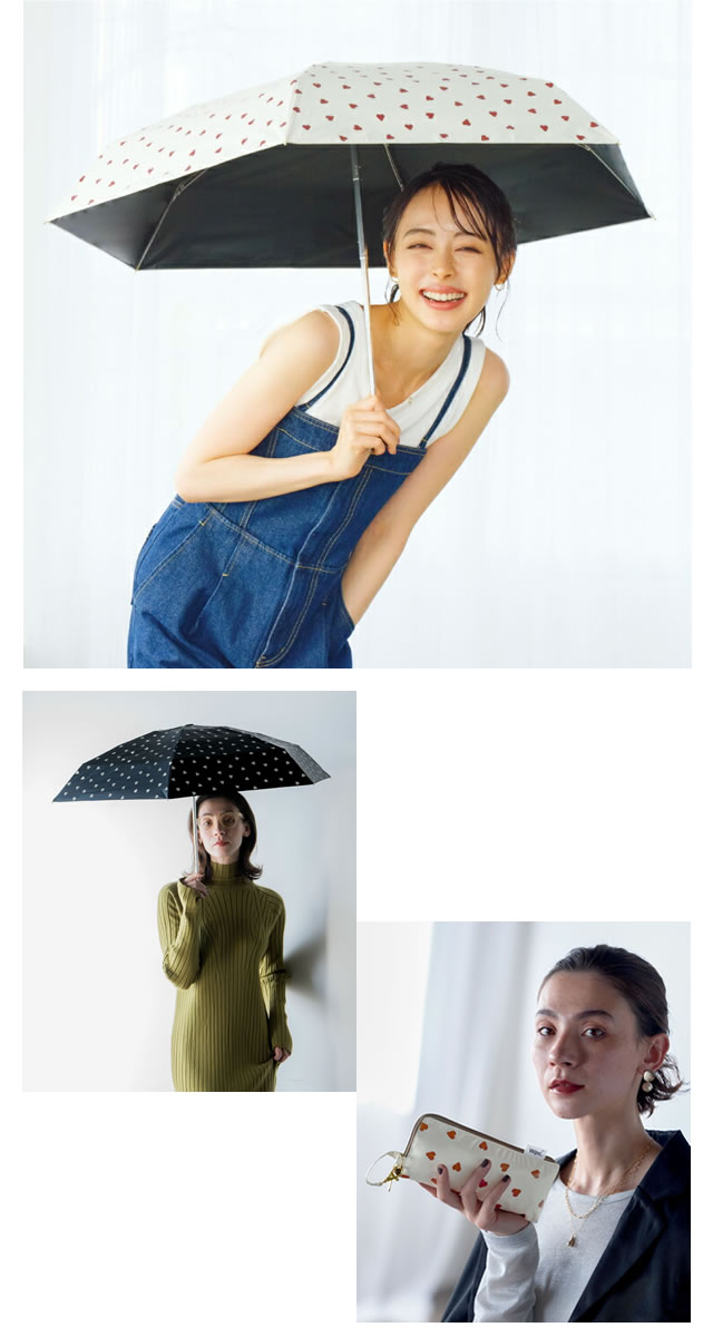 Wpc. 日傘 遮光 折りたたみ傘 傘 完全遮光ジャギーハート ミニ