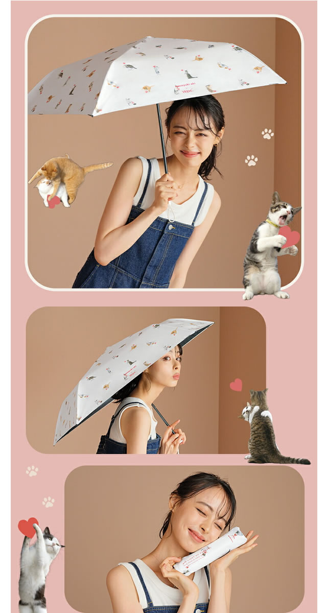 Wpc. 日傘 折りたたみ傘 傘 沖昌之 アンブレにゃん レディース 晴雨